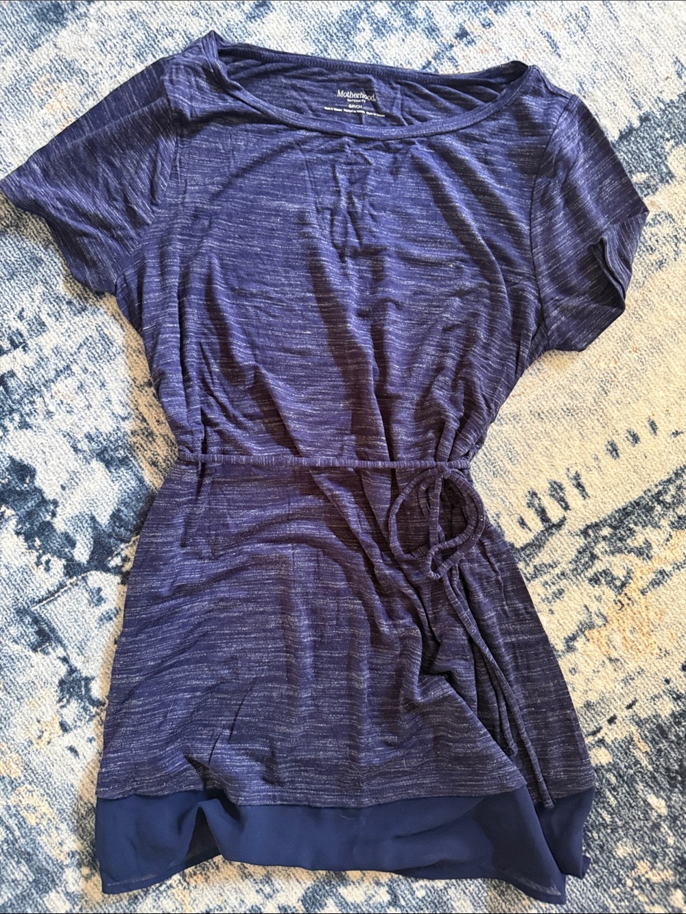 Motherhood Maternity Navy Heathered Tie-Waist Tunic